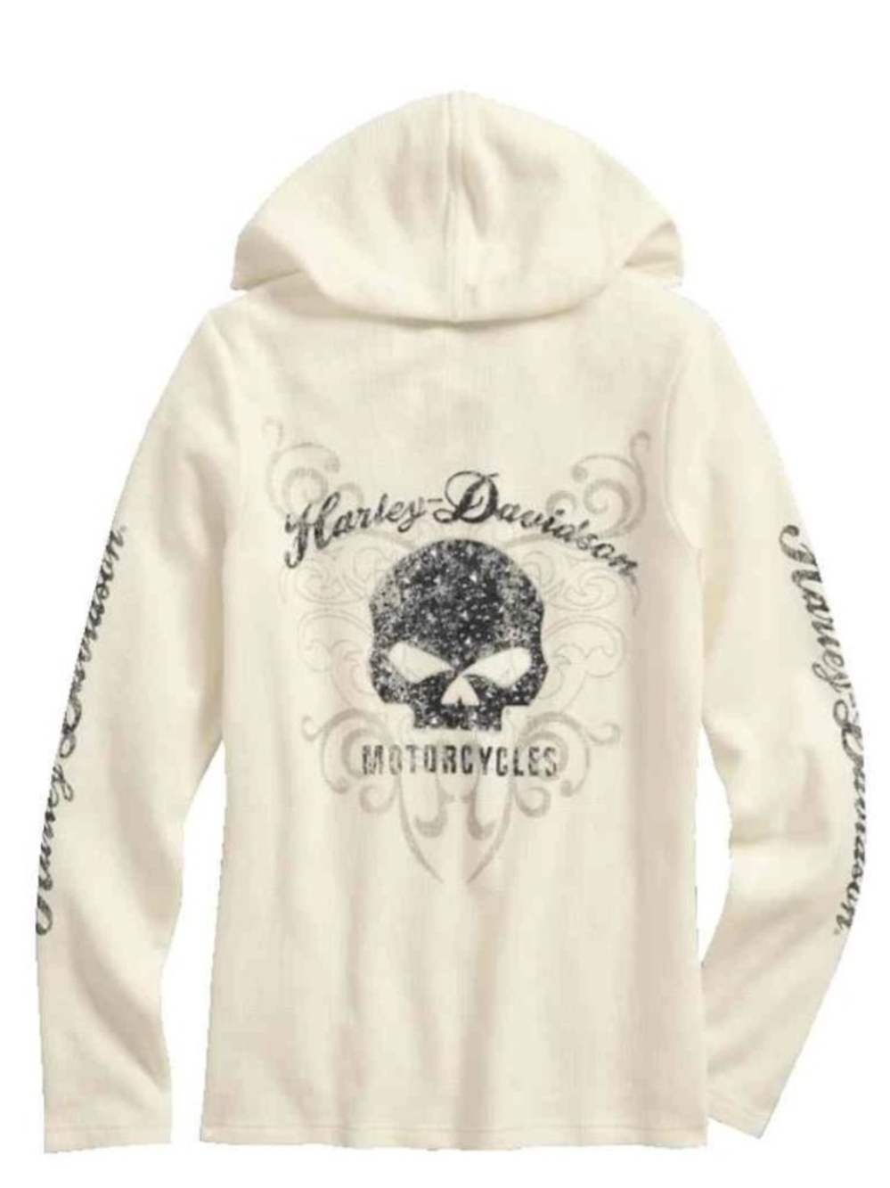 Harley-Davidson Scroll Skull Lace-Up Hooded Henley XS